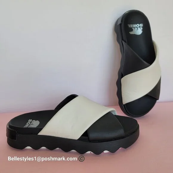 SOREL Viibe Criss-Cross Platform Smooth Leather Women's Slide- Size 8.5 ⭐ - Picture 7 of 16